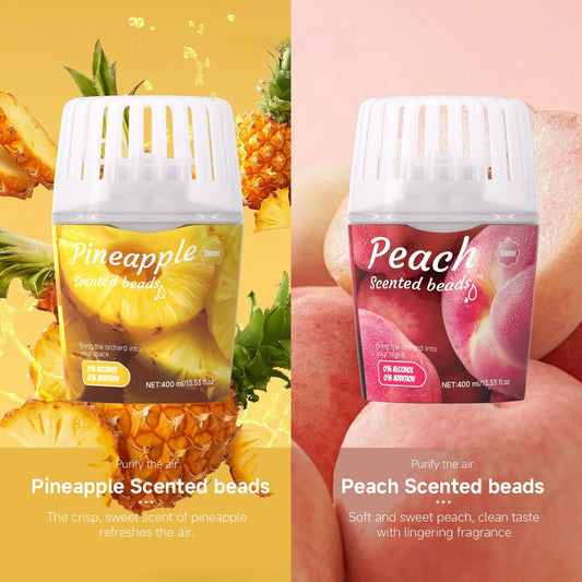 Pineapple and peach fruit scented beads air freshener, zero alcohol mild formula