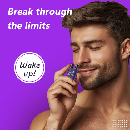 Man using dual head aromatherapy nasal stick to refresh mind

