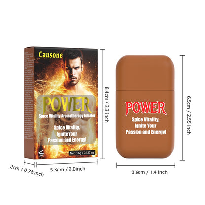 Energy nasal inhaler and retail outer box marked with complete length and width size specifications