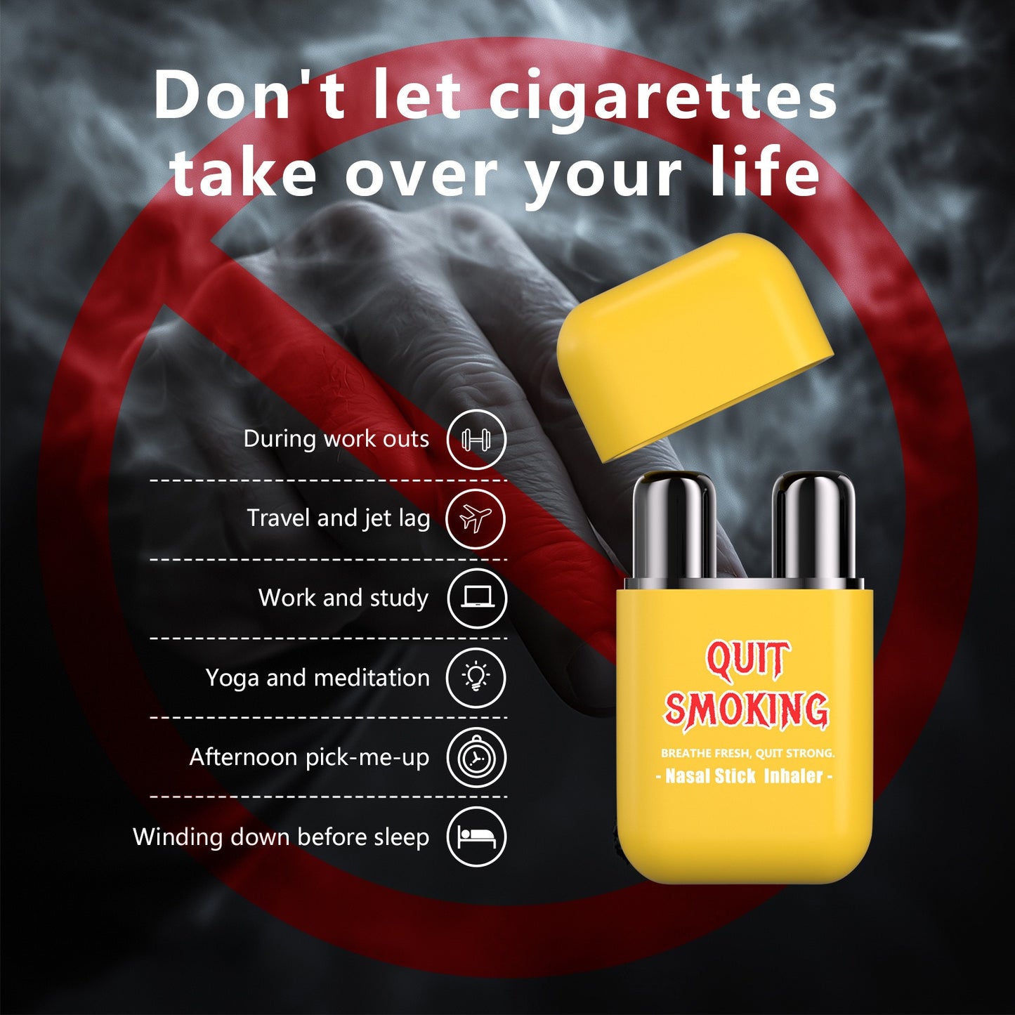 Smoking stopping inhaler fits workout travel work study and multiple daily scenarios