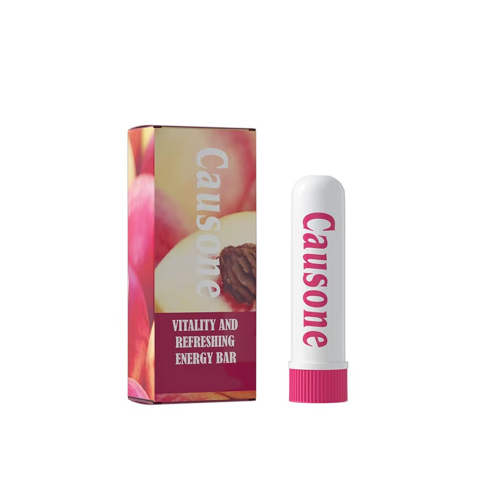 Peach flavor vitality inhaler stick paired with corresponding fruit printed packaging box