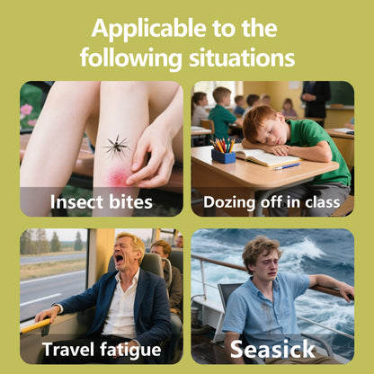 Portable roll-on oil relieves discomfort from insect bites sleepiness travel fatigue and seasickness