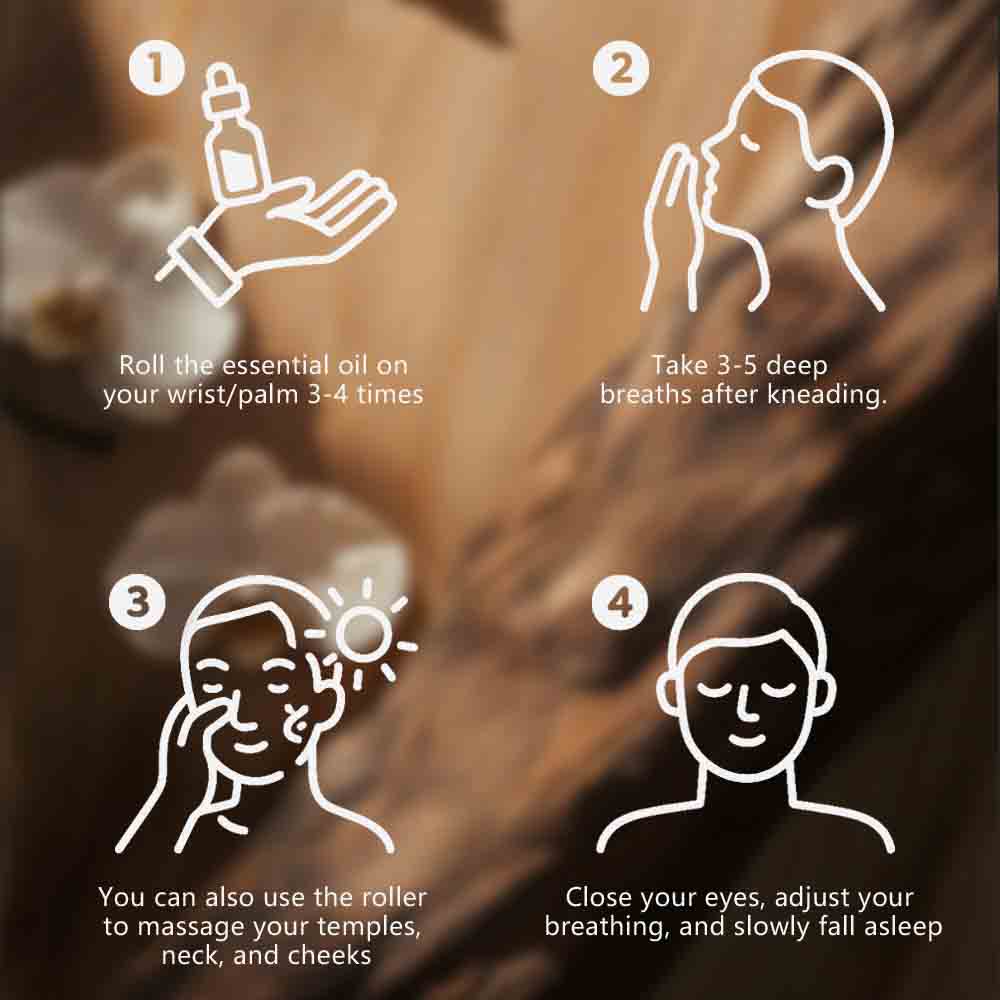 Four simple steps to apply the roll-on essential oil for relaxation