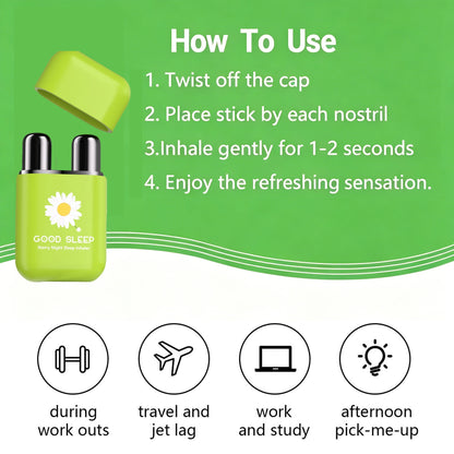 Four simple steps to open position and inhale the dual hole nasal inhaler