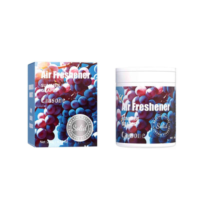 Summer grape fruity solid air freshener can with matching packaging box