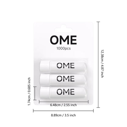 Hang packaged three nasal inhaler set marked with complete length and width dimension data